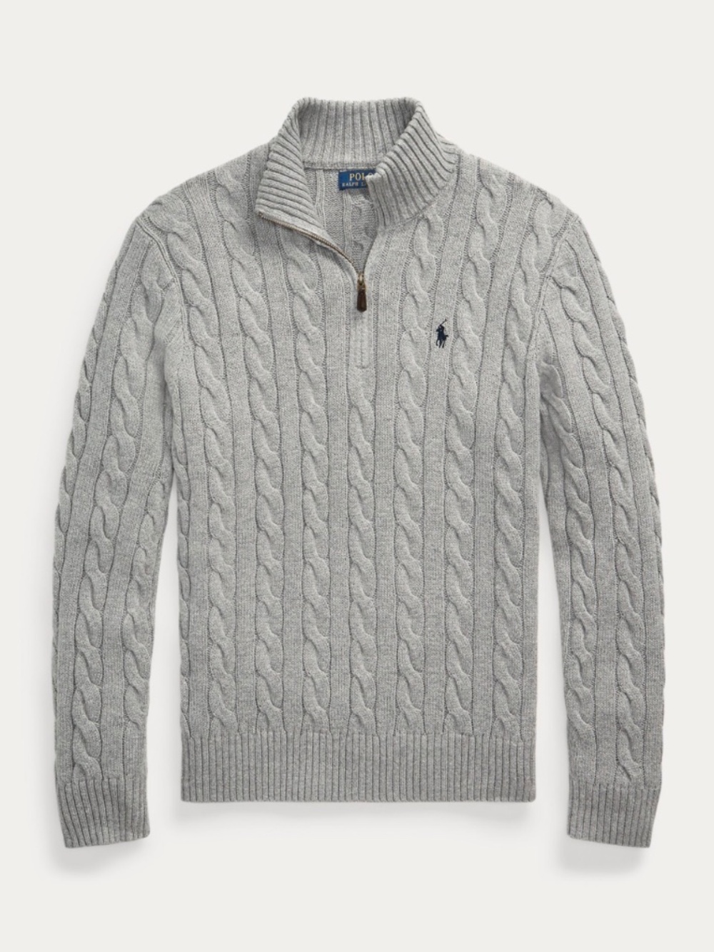 Polo Ralph Lauren Cable Knit Quarter-Zip Sweater – Grey